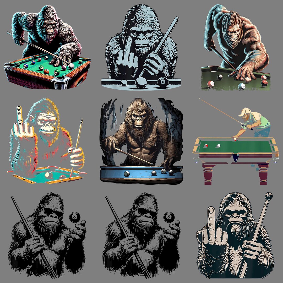 Bigfoot Plays Billiards PNG, Funny Sarcastic Pool Quote Clipart, Slay ...