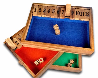 Stäng lådan-spel, träspel, stäng lådan-spel, pedagogiskt spel, barspel, roligt hasardspel, dryckesspel, graverat spel