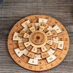 Wood Math Puzzle, Safecracker 40 Puzzle, Rotating Puzzle, STEM Toy, Math Game Puzzle, Brain Teaser Game, Fun Mind Game, 3D Math Puzzle