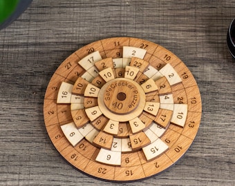 Rompecabezas de madera, rompecabezas Safecracker 40, rompecabezas giratorio, juguete STEM, rompecabezas de matemáticas, juego de ingenio, juego mental divertido, rompecabezas matemático 3D