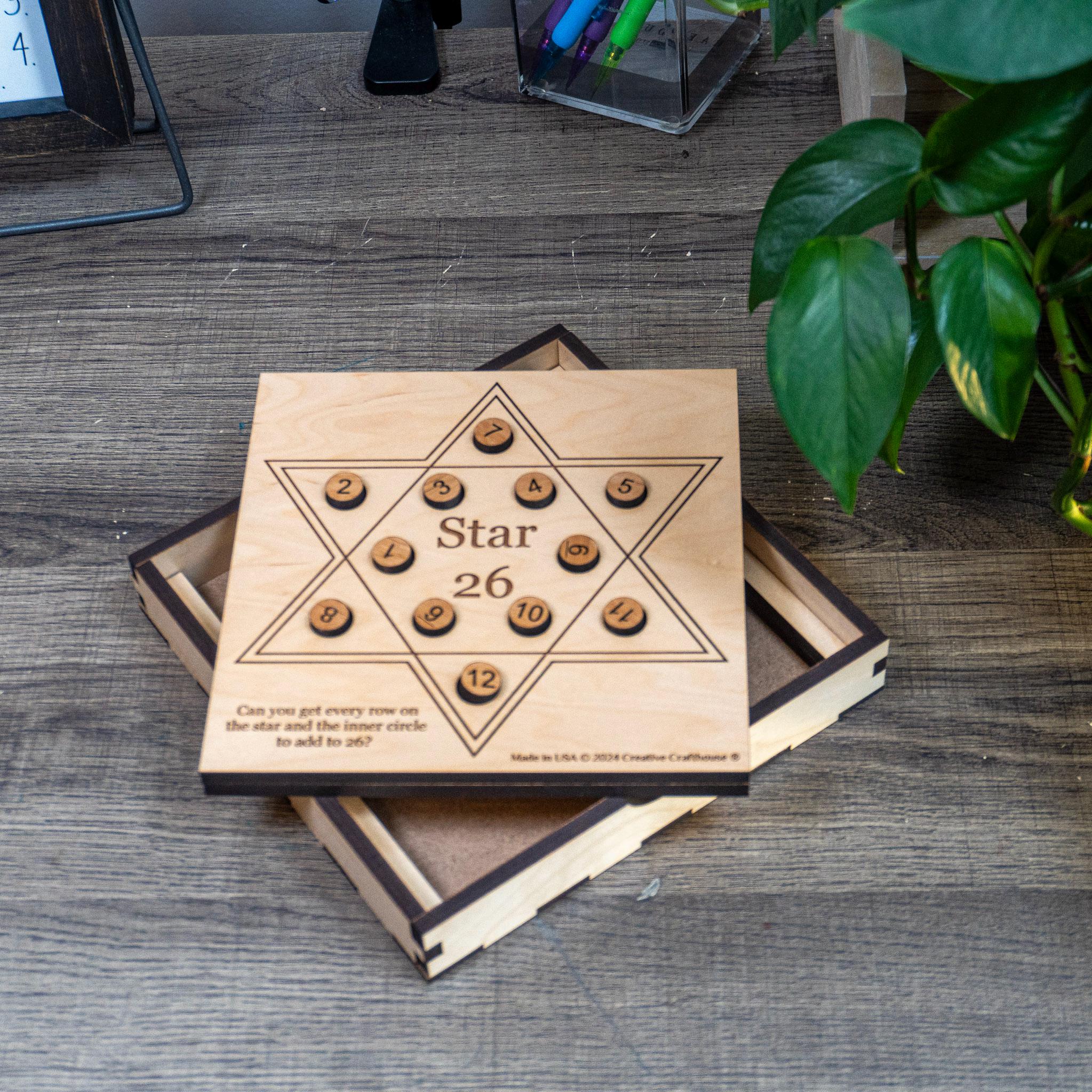Star 26 Wooden Logic Puzzle - Handmade Math Brain Teaser - Etsy