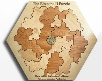 Einstone II Wooden Packing Puzzle | Einstein Tile Geometry Brain Teaser, Personalized Gift