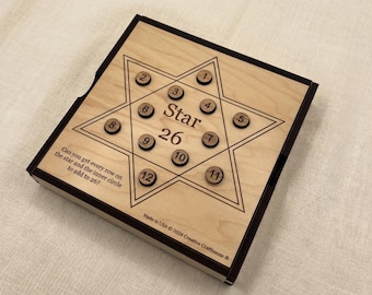 Star 26 Wooden Puzzle - Brain Teaser for Teens & Kids, Logic and Math Challenge, Hanukkah and Holiday Gift, Educational Game Puzzle