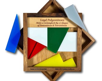 Pentomino Wooden Puzzle - Handmade Brain Teaser for Kids and Adults