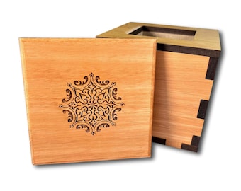 IQ Puzzle Box | Wooden Secret Lock Box | Stash Box Made in the USA from Eucalyptus Wood |     Will easily fit Gift Cards, Money, Jewelry
