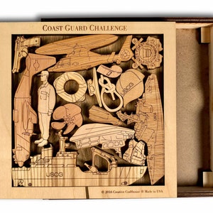 Coast Guard Challenge Puzzle USCG - Brain Teaser - Wood Picture Frame - Personalised Gift
