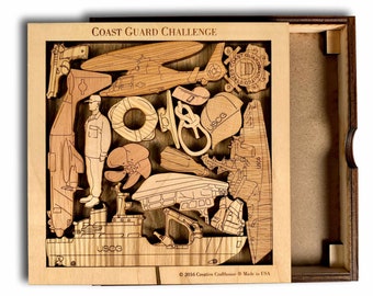 Coast Guard Challenge Puzzle USCG - Brain Teaser - Wood Picture Frame - Personalised Gift