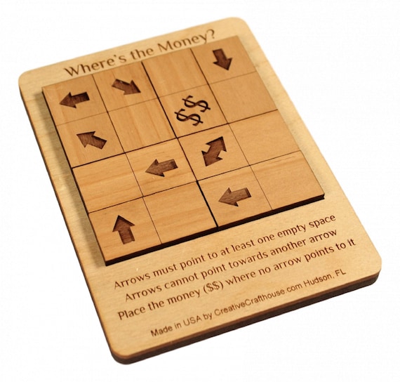 Wooden Logic Puzzle - Classic Arrow Brain Teaser - Laser Engraved Wood Desk Puzzle - Gift For Yourself - Bachelor Party Game Puzzle