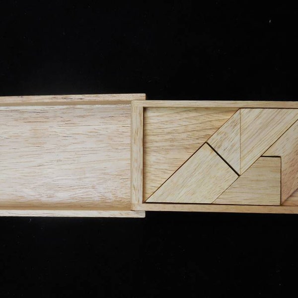 Rhombus 5 Puzzle -The 5 Pieces Make 29 Shapes - Laser Engraved Box with Flip Lid - Brain Teaser Puzzle - Geometric Puzzle - Birthday Gift