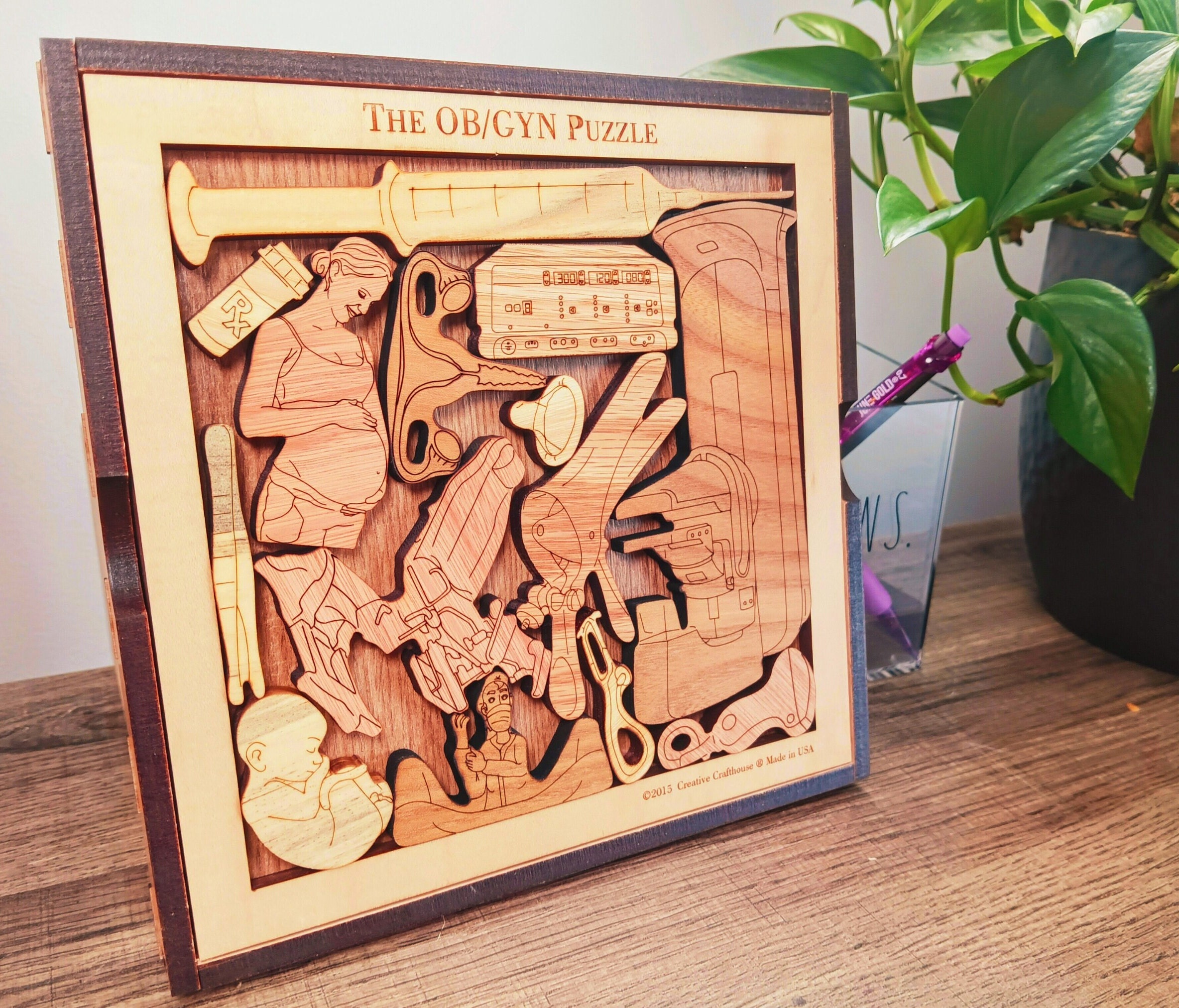 Personalized Obgyn Gifts, Gynecologist Gift, Engraved Medical Puzzle, Retirement Doctor Obstetrician Gift