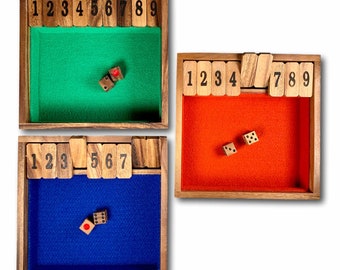 Shut the box wooden dice game - classic family & pub game | Personalized with different color options | Custom gambling and drinking game