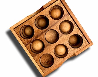 Golf Ball Puzzle with Engraving ~ 6 Panel Wooden Puzzle ~ Challenging Brain Teaser ~ Desk & Coffee Table Game ~ Fun Gift for Adults