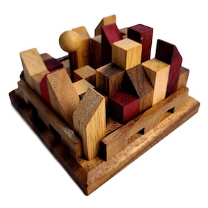 Wood Puzzle Adult, City Planner Brain Teaser, Gift For Teen Boys, Wooden Toy Plans, Desk Puzzle, 13 Different Puzzles In One, 3D Wood Puzzle