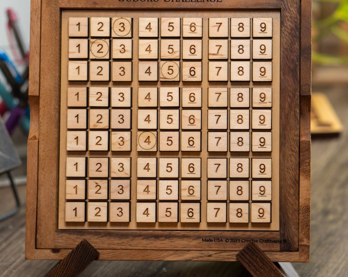 Wooden Sudoku Board ~ Personalized Engraved Sudoku Game ~ Logic Numbers Puzzle for Adults ~ Fathers Day Gift ~ Wooden Unique Sudoku Gift