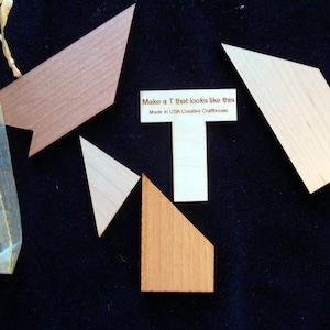 Rompecabezas de la letra T, rompecabezas de madera para adultos, rompecabezas de madera Tangram, rompecabezas de letras, regalo para él, regalo para amantes de los rompecabezas, regalo para adictos a los rompecabezas