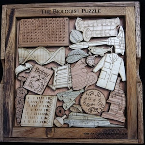 Biologist Puzzle - Biology Scientists Dilemma - Picture Frame Puzzle - Scientist Gift - all Wood Puzzle