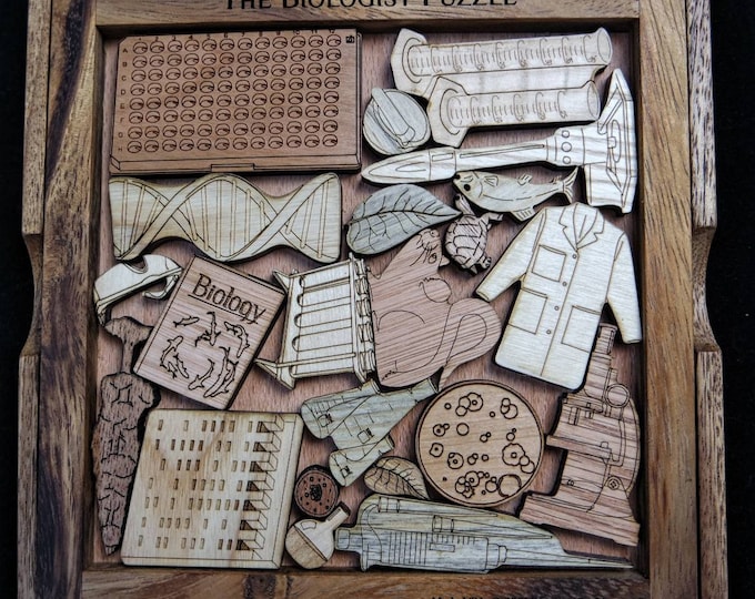 Biologist Puzzle - Biology Scientists Dilemma - Picture Frame Puzzle - Scientist Gift - all Wood Puzzle