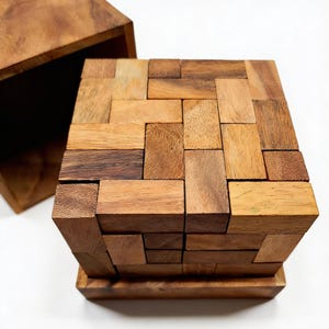 Monster Z Wood Cube Puzzle - Tough 3D Brain Teaser for Adults