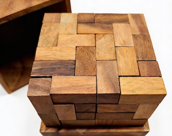 Monster Z Wood Cube Puzzle - Tough 3D Brain Teaser for Adults
