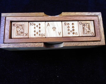 Poker Dice Deluxe In Wood Box Set, Poker Gift, Men Gift, Poker Dice Set, Poker Table Gift, Laser Engraved Cubes, Wood Poker Box, Bar Game