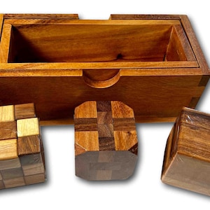 Three Wood Puzzles Christmas Gift Set for Teens, Snake puzzle Cube, Diamond Cube, & Soma Cube Brain Teaser
