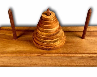 Tower Of Hanoi Puzzle, 9 Rings Puzzle, Wooden Puzzle, Hard Puzzle, Logic Puzzle, Hanoi Tower Game, Brain Game, Challenging Puzzle, Custom
