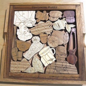 Tea Lovers Puzzle Great Gift Idea For The Holidays - Gift Ideas - Wooden Puzzle - Tea Lover Gift