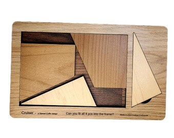 The Cruiser Brain Teaser with 4 Pieces -  Wooden Puzzle for Adults - Personalized with Laser Engraved Name - Unique Fathers Day Gift