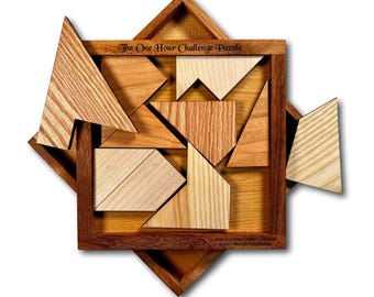 One Hour Challenge Puzzle - Wooden Brain Teaser Puzzle for Adults - Difficult Wooden Brain Teaser - Gift for Puzzle Lovers
