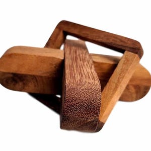Coffee Table Puzzle - Cross Sticks Wooden Brain Teaser Puzzle - Can you take the ring off the &quot;X&quot;?