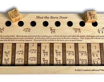 Shut the Barn Door - Wooden Dice Game - Family Game or Bar Game