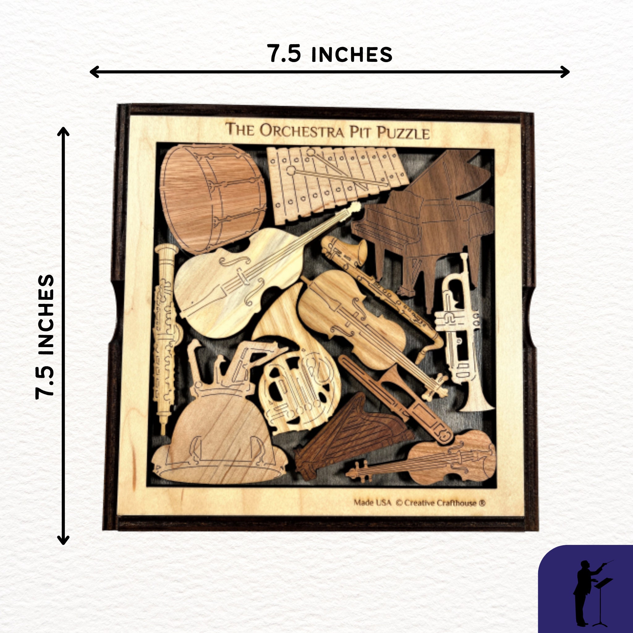Orchestra Pit Wood Puzzle, Brain Teaser for Music Lovers, Wood