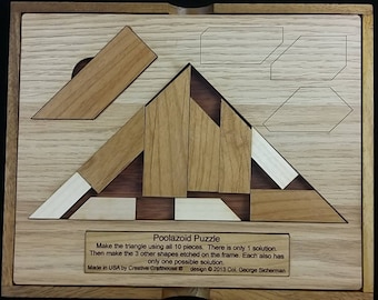 Wood Poolazoid Puzzle, Geometric Triangle Puzzle, Difficult Puzzle, Math Classroom Decor, Math Teacher Gift, Wood Brain Teaser, Math Puzzle