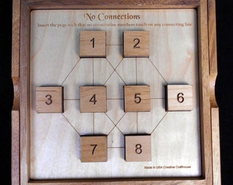 No Connection Wood Logic Puzzle, Intermediate Difficulty Puzzle, Level 6 Out Of 10 Puzzle, Adult Puzzle, Wood Brain Teaser, Math Puzzle