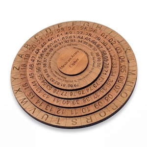Mexican Army Cipher Wheel, Wooden Code Decoder Disk, Secret Message Gift for History Buffs