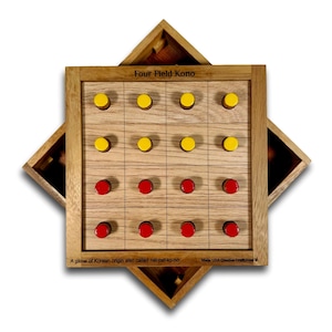 Handgefertigtes Mittelalter Strategiespiel aus Holz | Vierfelder Kono | koreanisches historisches Festnahme Brettspiel mit Zapfen | Einzigartiges Spiel für Zwei Spieler