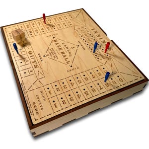 Parlor Baseball Board Game, Handcrafted Wooden Family Game, Tabletop Dice Baseball Game, Baseball Fan Gift, Vintage Inspired Board Game