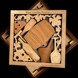 Wine Puzzle, Wine Gifts, Personalized Wood Puzzle, Artistic Wood Box Puzzle, Gifts For Wine Lovers, Wine Bottle Puzzle, Wine Decor, Wine