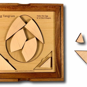 Dragon&#39;s Egg Tangram Puzzle - Premium Wooden Puzzle - Personalized Dragon Gift Ideas for Him