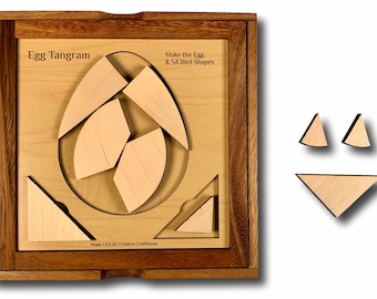 Egg Tangram Puzzle, Packing Puzzle, Classic Puzzle, Fun Puzzle For Adults, Wooden Brain Games, Brain Teaser Puzzle, Personalized Family Gift