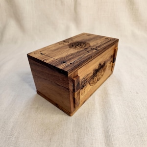 Wooden Mandala Puzzle Box, Secret Hidden Compartment Keepsake Box