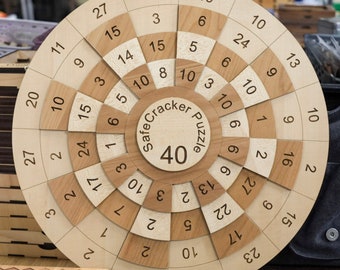 Rompecabezas matemático gigante de madera "Boxcracker 40" - Rompecabezas hecho a mano para salas de juegos - Juegos de gran tamaño para adultos - Accesorio para salas de escape - Giratorio