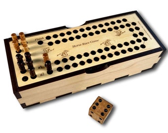 Horse Race Board Game | Sports Board Game | Personalized Wood Game | 2 Player Game | Keepsake Game | Fun Party Game | Bar Games | Dice Games