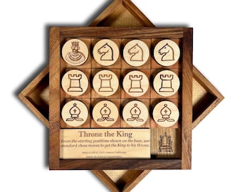Throne The King Chess Puzzle, Engraved Chess Puzzle, Personalized Chess Game, Chess Gift For Him, Laser Cut Chess Puzzle, Travel Chess Game
