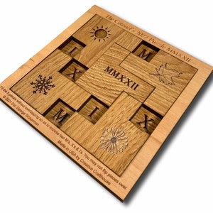 Wooden Brain Teaser Puzzle | Roman Numeral Puzzle | Brain Game Puzzle | Coffee Table Puzzle | Adult Mind Puzzle | Puzzle Lover Gift | MMXXII