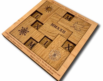 Kultiges Holz Puzzle | Römische Zahlen | Denkspiel Puzzle | Kaffeetisch Puzzle | Gedanken-Puzzle für Erwachsene | Puzzle-Liebhaber Geschenk | MMXXII