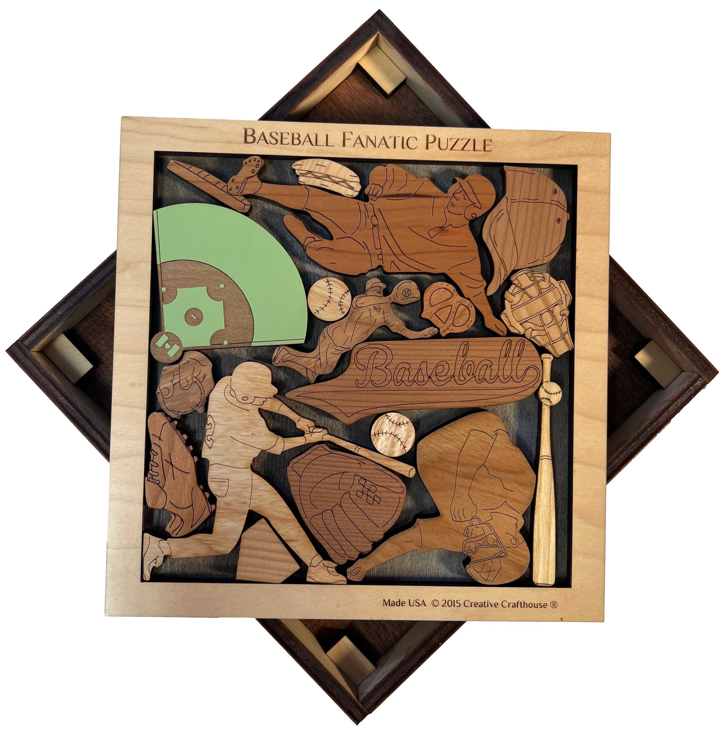 Baseball Fanatic Wood Puzzle, Personalized Gift For Him, 17 Piece Brain Teaser, Engraved Wood Puzzle, Baseball Gift, Baseball Fan Puzzle
