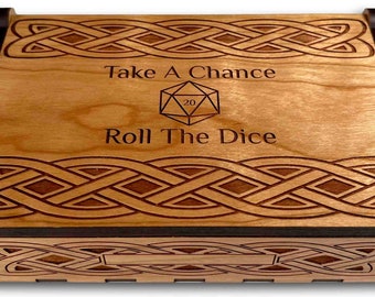 Personalized DnD Dice Box & Tray | Custom Dungeons and Dragons Accessory Gift | Wooden TTRPG Dice Vault | Gifts for DM