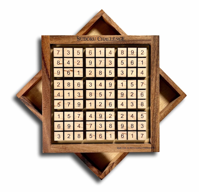 Our handmade Sudoku Board allows you to create your own custom Sudoku games. You will never have to worry about pen and paper again. This puzzle game makes a wonderful and unique gift for friends and family.