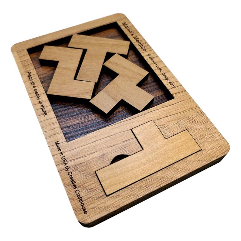 The Impossible Puzzle Series - Martin's Menace 4 Piece Brain Teaser for Adults - Extremely Hard Wooden Puzzle - Stockings Stuffer Under 20